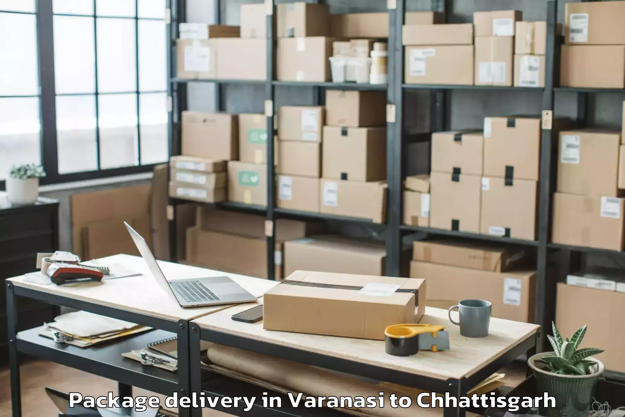 Varanasi to Op Jindal University Raigarh Package Delivery Booking